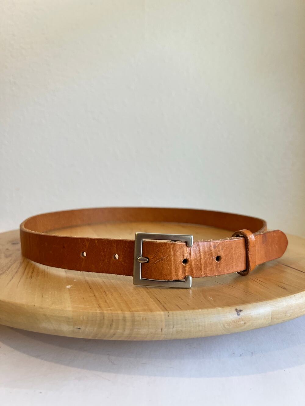 Y2K Mossimo Tan Genuine Leather Silver Buckle Belt Size Large USA Made